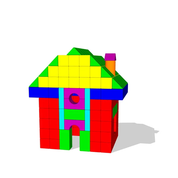 장난감 빌딩 블록에서 하우스입니다. 벡터 화려한 그림입니다. 이리저리 — 스톡 벡터