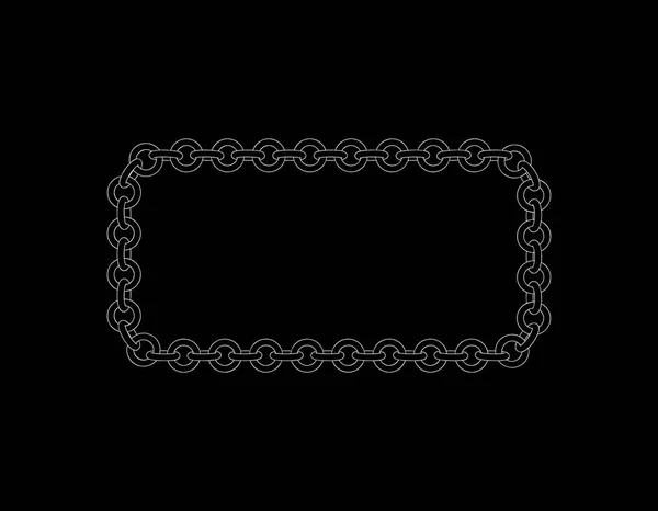 Marco de la cadena.Rectángular. Aislado sobre fondo negro.Vector outli — Archivo Imágenes Vectoriales