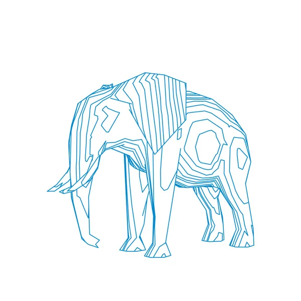 Elefante listrado abstrato. Isolado em fundo branco.Vector o — Vetor de Stock