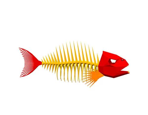 Esqueleto de peixe poligonal. Isolado em fundo branco.Vector doente — Vetor de Stock