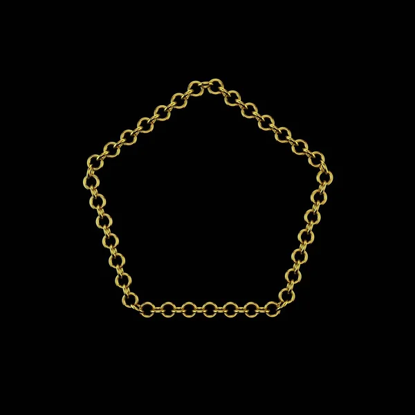 Golden chain. Isolated on black background. Pentagon frame. — Stock Photo, Image