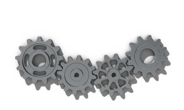 Metallic cogwheel set. 3D rendering illustration. — Stock Photo, Image