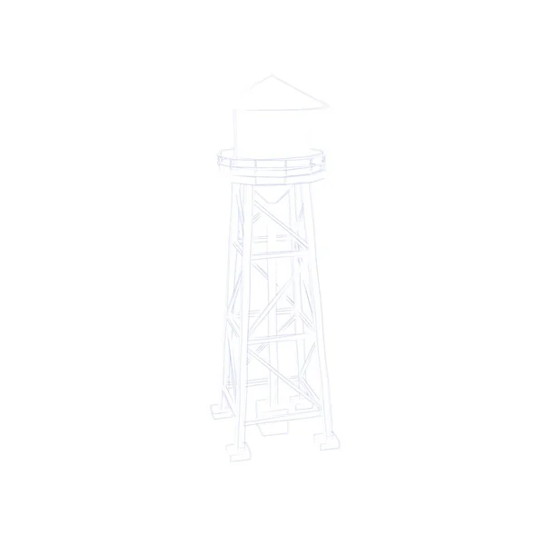 水塔。白色背景上的孤立。素描图. — 图库照片