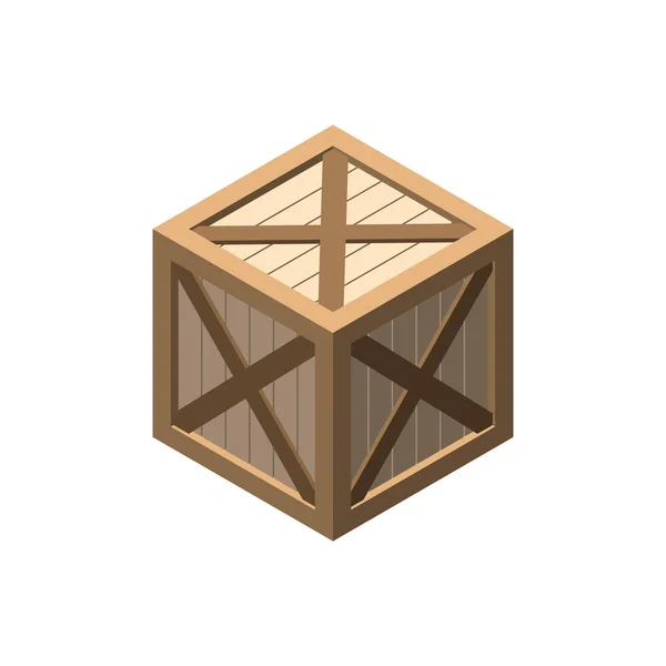 Dřevěná krabice. Izolované na bílém pozadí. 3D vektorové ilustrace — Stockový vektor
