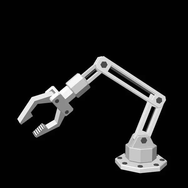 Roboterarm. isoliert auf schwarzem Hintergrund. 3D Vektor Illustratio — Stockvektor