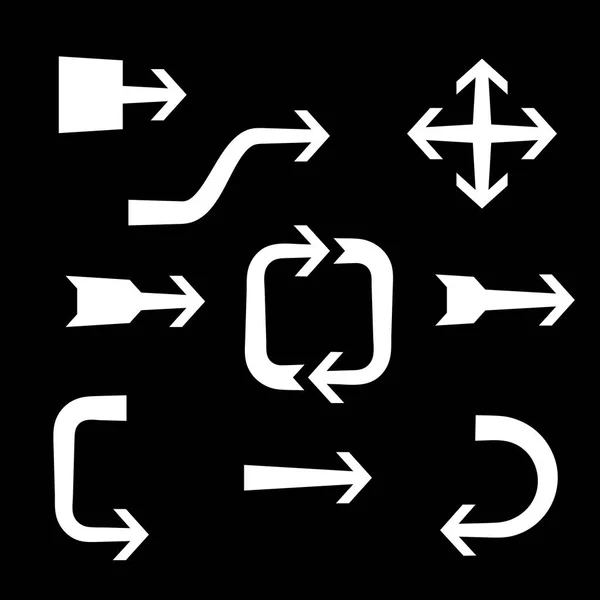 Sinal de seta definido. Isolado em fundo preto. Vector illustratio —  Vetores de Stock