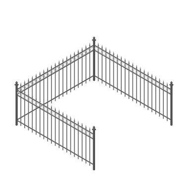 Metal çit. Beyaz arka plan üzerinde izole. Vektör çizim. Olduğunu