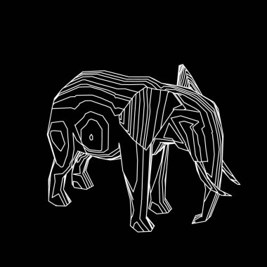 Soyut fil. Siyah arka plan üzerine izole. Vektör anahat 