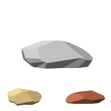 Poligonal taş. Beyaz arka plan üzerinde izole. 3D vektör illustr