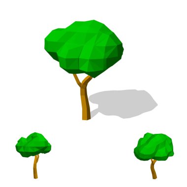 Poligonal ağaç. Beyaz arka plan üzerinde izole. 3D vektör illustra