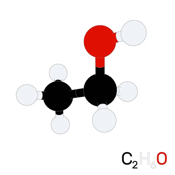Molécula modelo etanol. Ilustración vectorial. Estilo plano . — Vector de stock