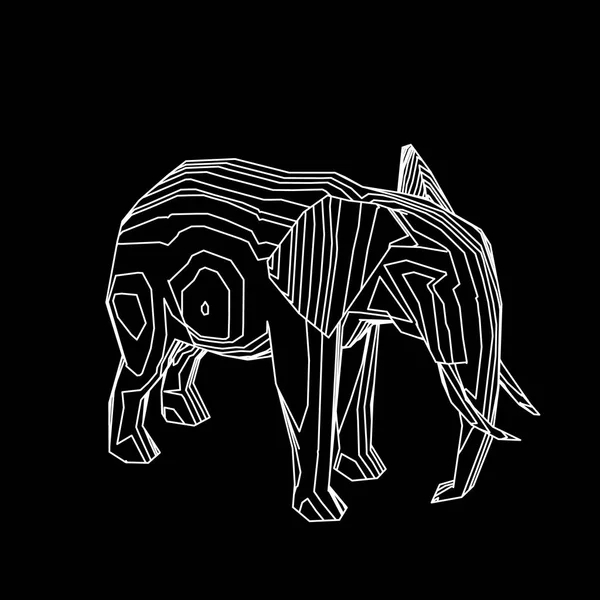 Elefante abstrato. Isolado em fundo preto. Esboço do vector — Vetor de Stock