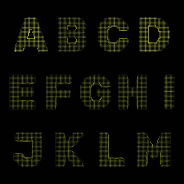 3d pixelated letra maiúscula set.Vector esboço illustration.Fron —  Vetores de Stock