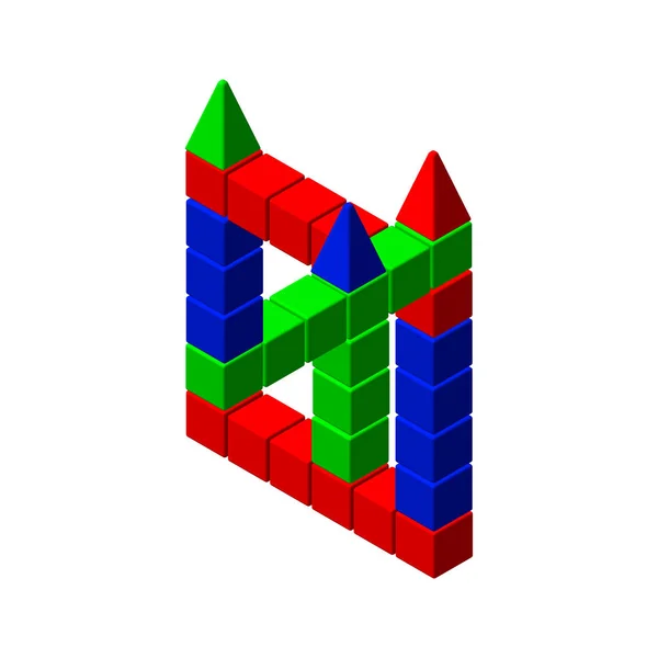 Ongelooflijke figuur uit speelgoed bouwstenen. Vector kleurrijke illu — Stockvector