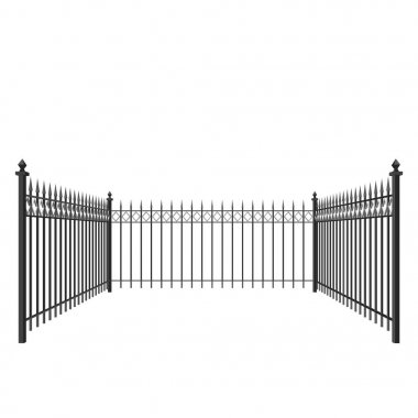 Metal çit. Beyaz arka plan üzerinde izole. Vektör çizim.