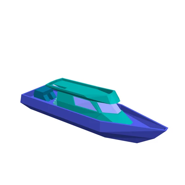 Bateau à moteur polygonal. Isolé sur fond blanc. 3d vecteur il — Image vectorielle