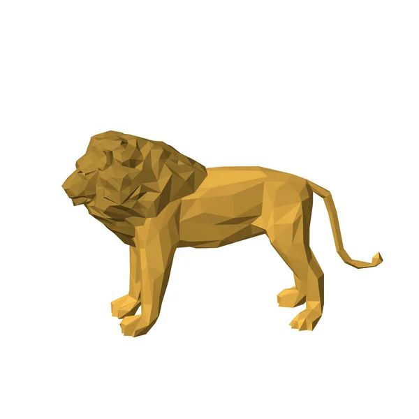 Lion polygonal. Isolé sur fond blanc. Illustrtra vectoriel 3D — Image vectorielle