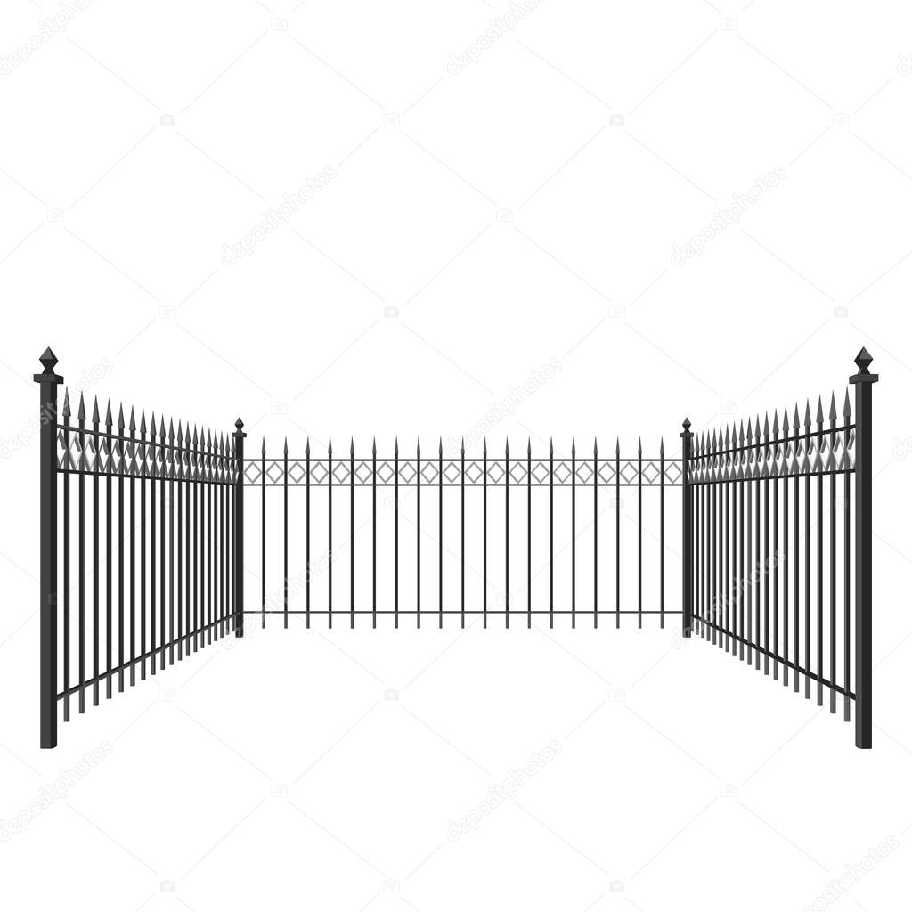 Metal fence. Isolated on white background.Vector illustration.
