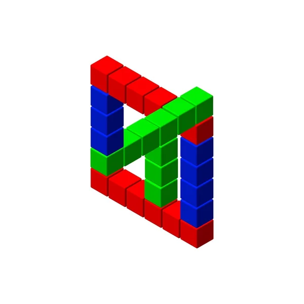 Ongelooflijke figuur uit speelgoed bouwstenen. Vector kleurrijke illu — Stockvector