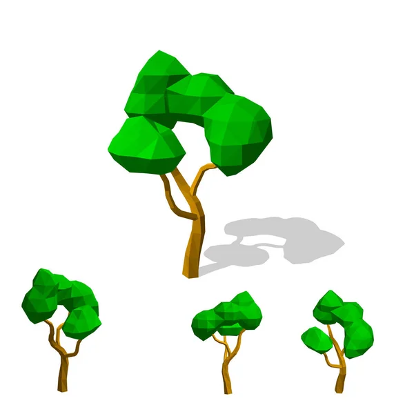 Polygonal träd. Isolerade på vit bakgrund. 3D vektor illustration — Stock vektor