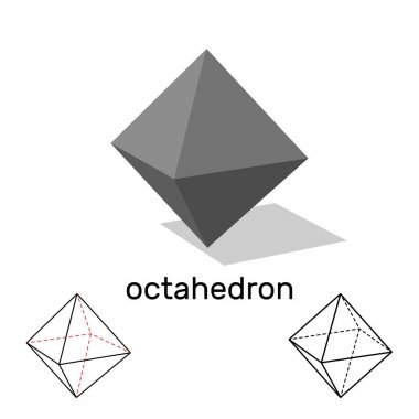 OCTAHEDRON. Geometrik şekil. Beyaz arka plan üzerinde izole. Vecto