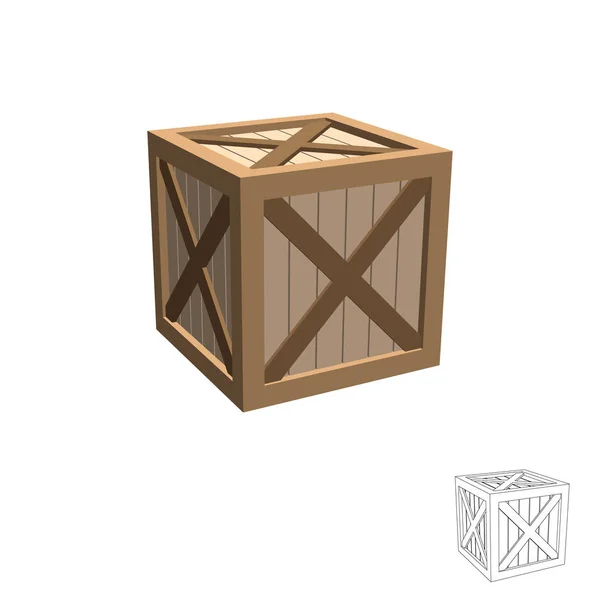 Caja de madera. Aislado sobre fondo blanco. Ilustración vectorial 3d — Vector de stock