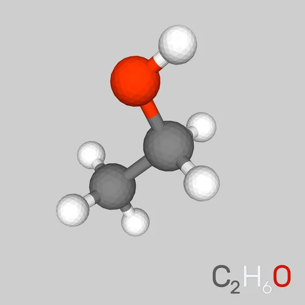 Molécule modèle d'éthanol. Isolé sur fond gris. 3d vecteur i — Image vectorielle
