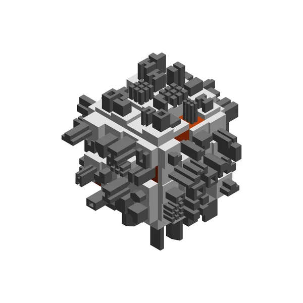 Construction 3D abstraite en forme de cube. Illustration vectorielle . — Image vectorielle