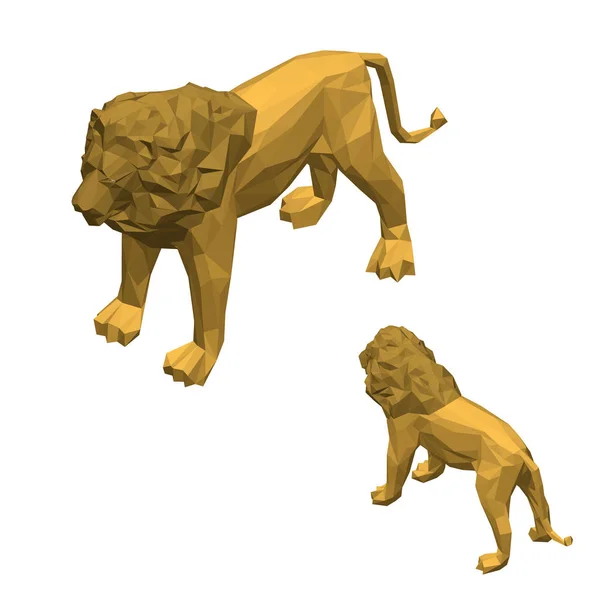 León poligonal. Aislado sobre fondo blanco. Vector 3D ilustra — Vector de stock