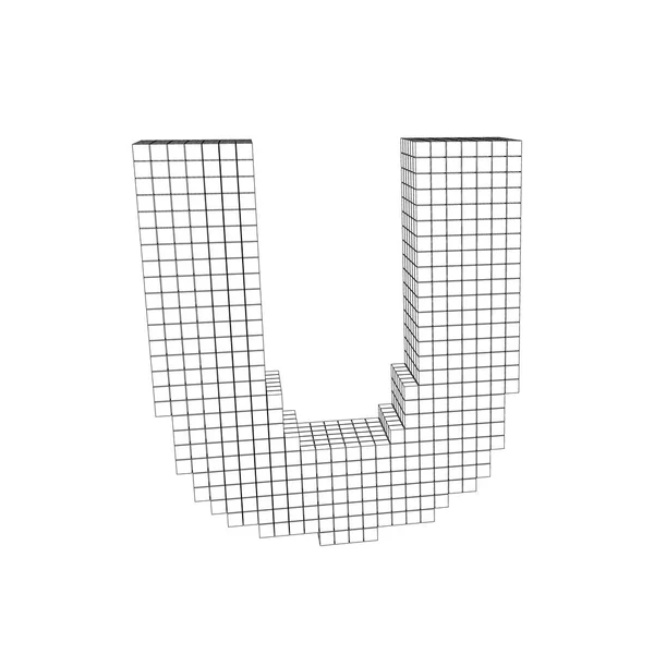 3D pixelige Großbuchstaben u. Vektorumrisse Illustration. — Stockvektor