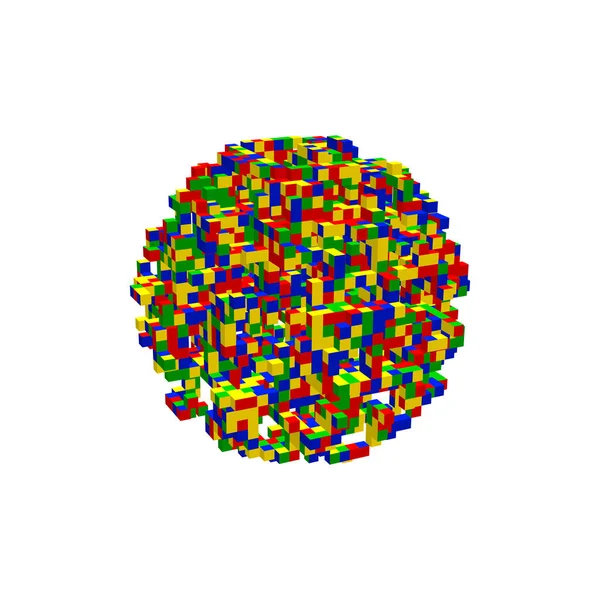 Abstracto 3d construcción en forma de esfera. Vector colorido illu — Vector de stock
