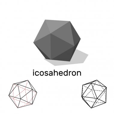 İcosahedron. Geometrik şekil. Beyaz arka plan üzerinde izole. Vect