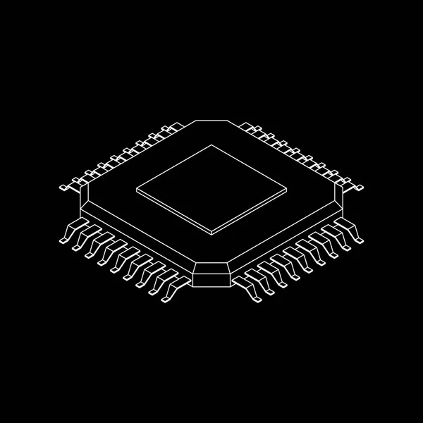 CPU-Prozessor-Symbol. isoliert auf schwarzem Hintergrund. — Stockvektor