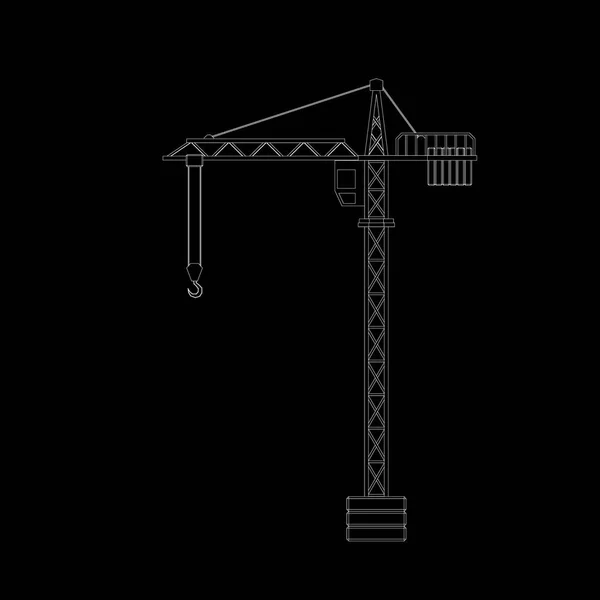 Toren kraan. Geïsoleerd op zwarte achtergrond. — Stockvector