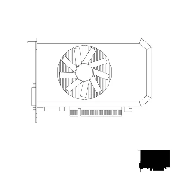 Tarjeta gráfica de video, GPU. Aislado sobre fondo blanco . — Archivo Imágenes Vectoriales