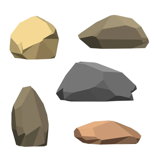 Juego de piedra poligonal. Aislado sobre fondo blanco . — Vector de stock