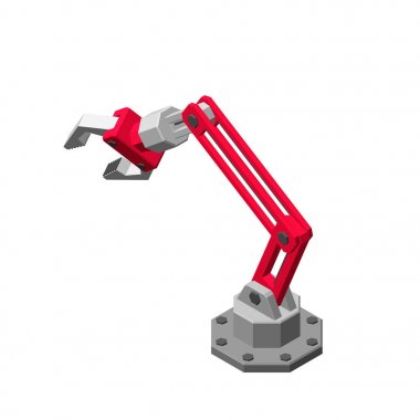 Robot kol. Beyaz arka plan üzerinde izole. İzometrik görünümü.