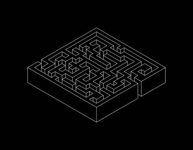 Labirent. Siyah arka plan üzerine izole. Vektör anahat illustra