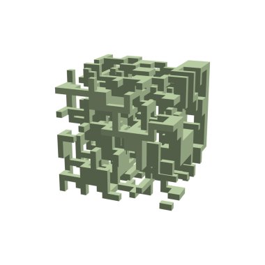 Soyut 3d inşaat küp şeklinde. Vektör çizim.