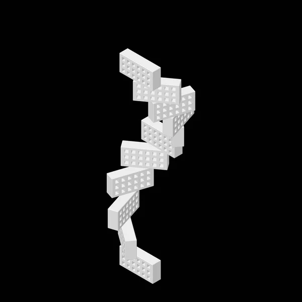 Torre de tijolos. Isolado em fundo preto. 3D Vector illustr —  Vetores de Stock