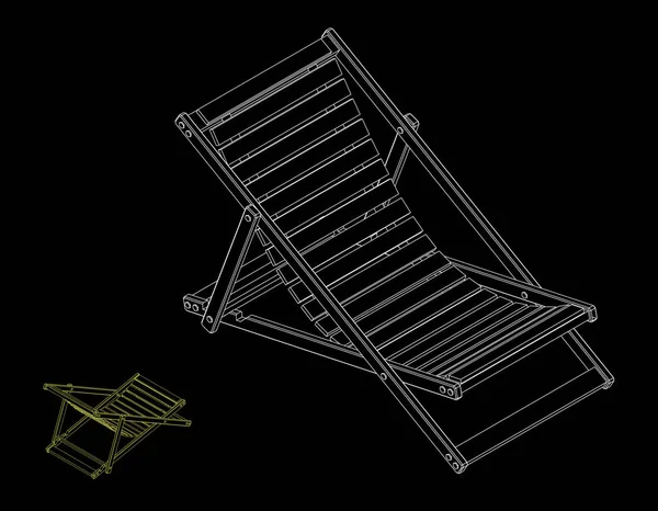 Chaiselongue. isoliert auf schwarzem Hintergrund. Vektorumriss schlecht — Stockvektor