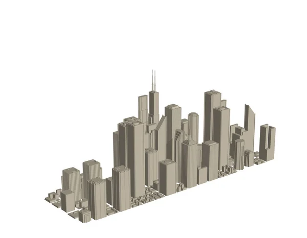 3D model of city. Isolated on white background. Vector illustrat — Stock Vector