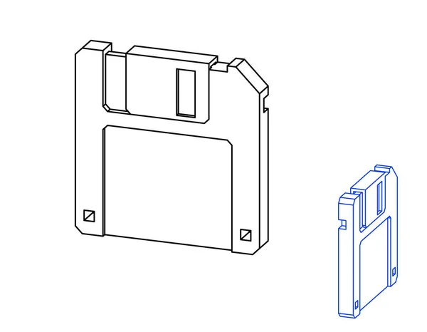 Disquete disquete icono. Aislado sobre fondo blanco. Vector outli — Archivo Imágenes Vectoriales