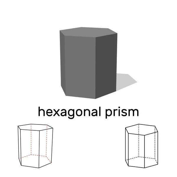Un prisma hexagonal. Forma geométrica. Aislado sobre fondo blanco . — Vector de stock
