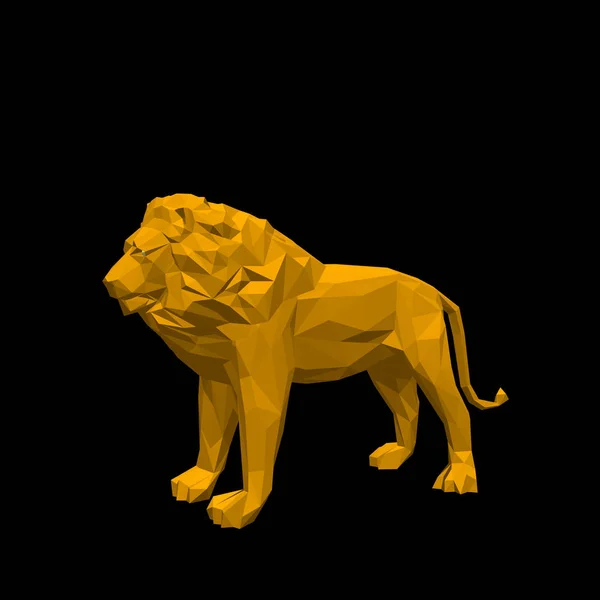 Lion polygonal. Isolé sur fond noir. Illustrtra vectoriel 3D — Image vectorielle