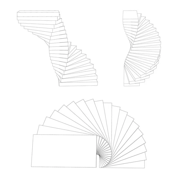 Escalera de caracol. Aislado sobre fondo blanco. Vector outli — Archivo Imágenes Vectoriales