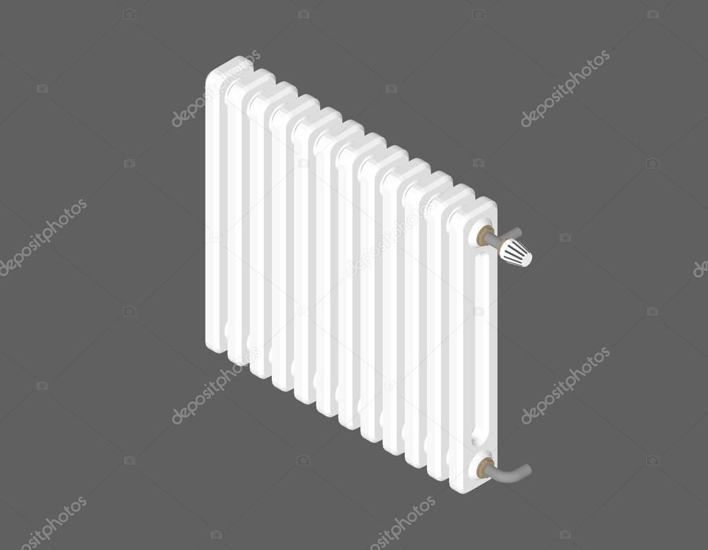 Heating radiator. Isolated on grey background. 3d Vector illustr