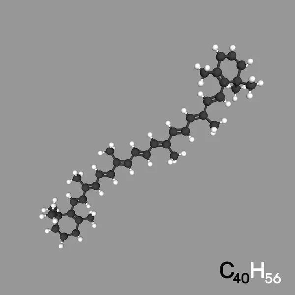 Molécula modelo caroteno. Aislado sobre fondo gris. Vector 3d — Archivo Imágenes Vectoriales