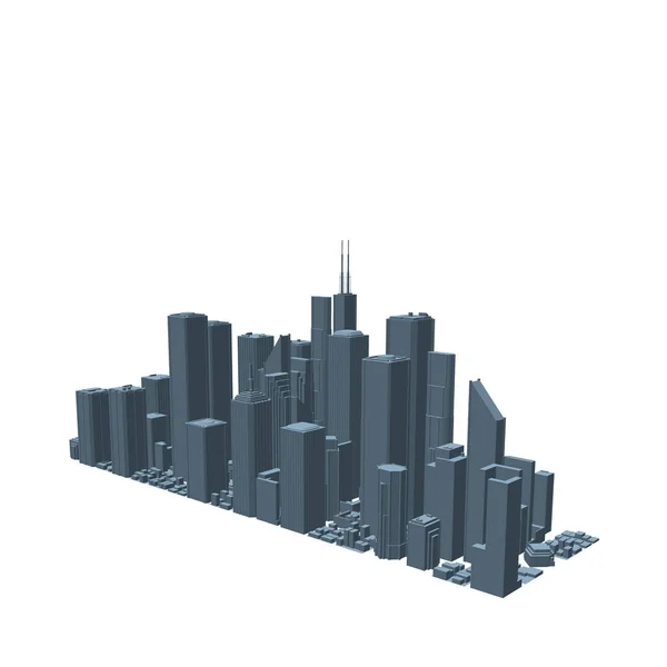 Modello 3D della città. Isolato su sfondo bianco. Illustrazione vettoriale — Vettoriale Stock