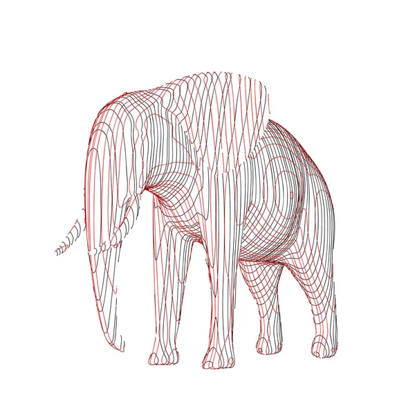 Elefante astratto a strisce. Isolato su sfondo bianco.Vettore o — Vettoriale Stock